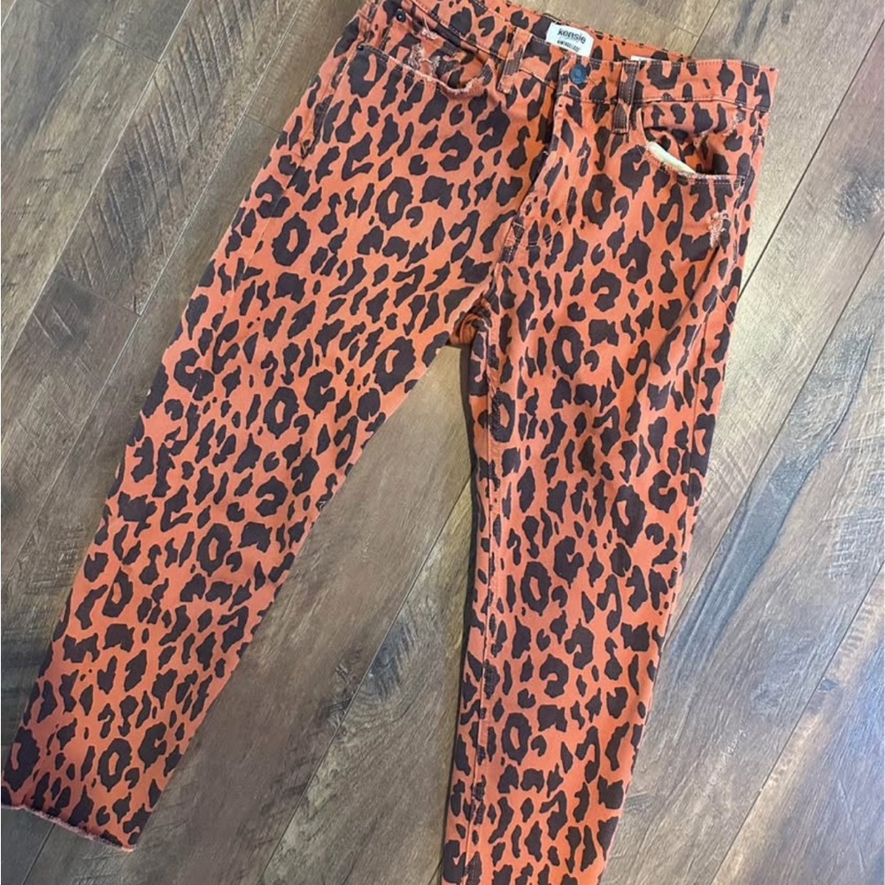 Kensie Vintage Luxe The Ultimate High Rise Skinny Leopard Print Jeans Size 4/27